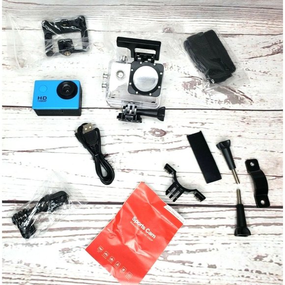 Blue Outdoor Sports Action Camera 30m Waterproof 170 Degree Wide Angle Lens HD - Picture 9 of 9